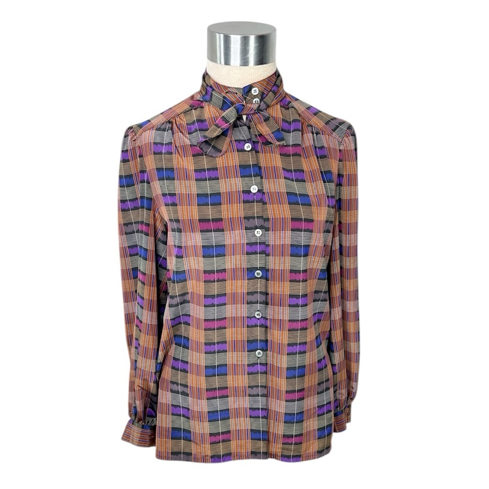 Vintage George Masket LTD Plaid Button down with neck tie size 6